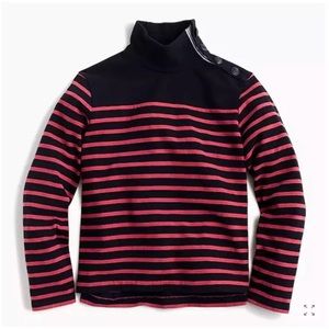 J. Crew Striped Button Shoulder Cotton Sweater